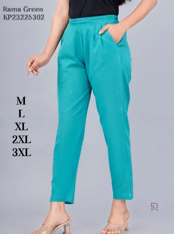 Ruthvi Ethnics Linen Cotton Kurti Pants KP23225302 - 4XL, Rama Green