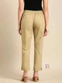 Ruthvi Ethnics Linen Cotton Kurti Pants KP23225303 - L, Chikku