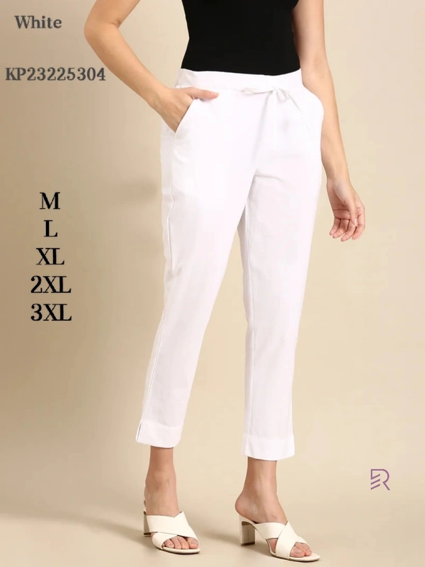 Ruthvi Ethnics Linen Cotton Kurti Pants KP23225304 - 2XL, White