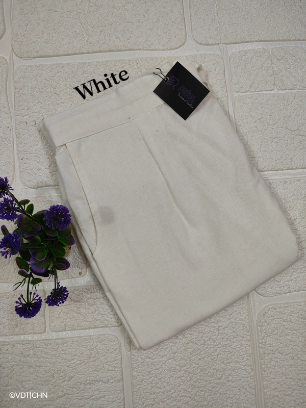 Ruthvi Ethnics Linen Cotton Kurti Pants KP23225304 - 2XL, White