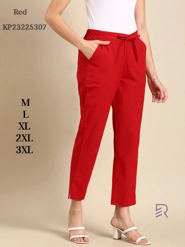 Ruthvi Ethnics Linen Cotton Kurti Pants KP23225307 - M, Red
