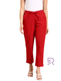 Ruthvi Ethnics Linen Cotton Kurti Pants KP23225307 - M, Red