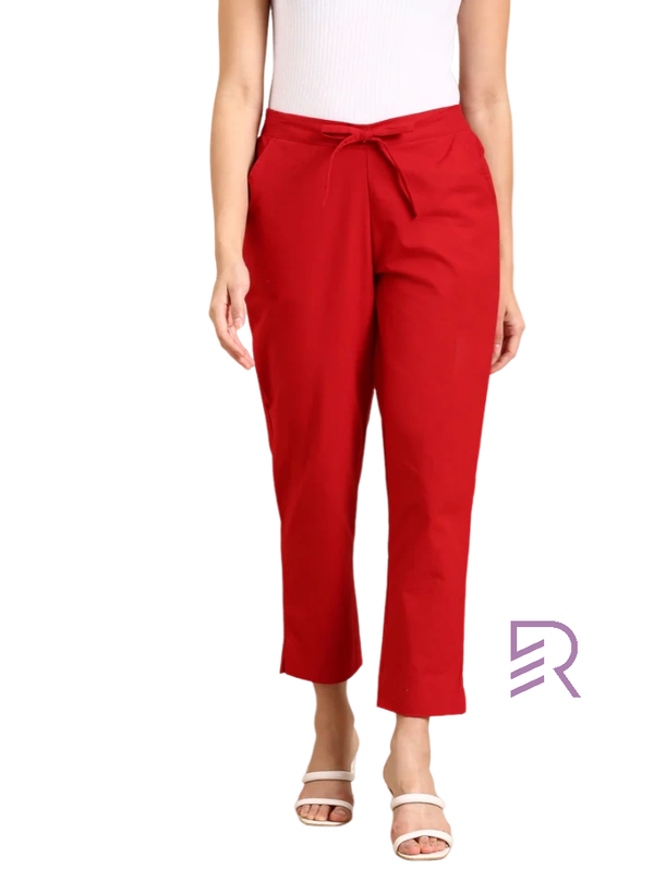 Ruthvi Ethnics Linen Cotton Kurti Pants KP23225307 - M, Red