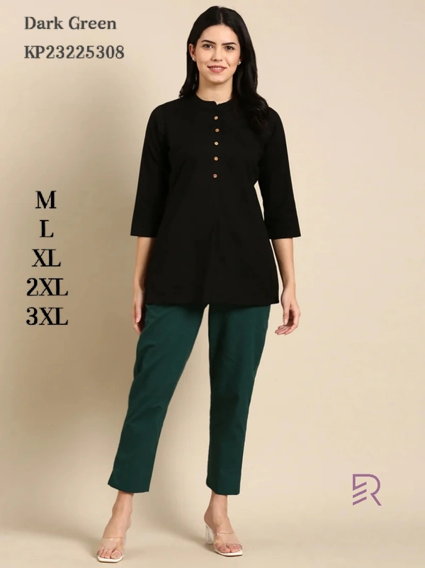Ruthvi Ethnics Linen Cotton Kurti Pants KP23225308 - 5XL, Dark Green