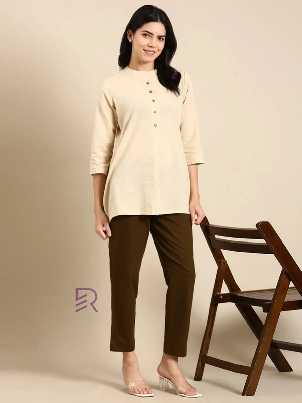 Ruthvi Ethnics Linen Cotton Kurti Pants KP23225309 - XL, Coffee Brown