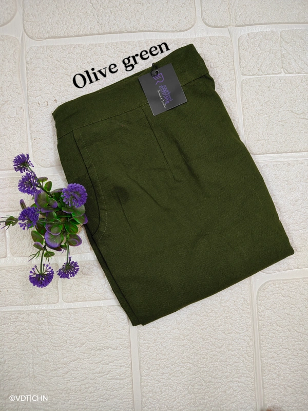 Ruthvi Ethnics Linen Cotton Kurti Pants KP23225311 - 3XL, Olive Green