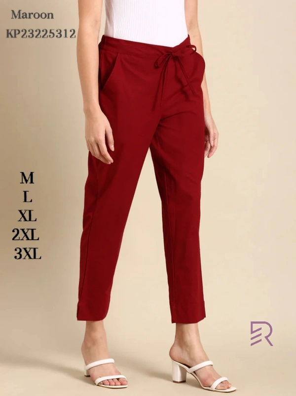 Ruthvi Ethnics Linen Cotton Kurti Pants KP23225312 - XL, Maroon