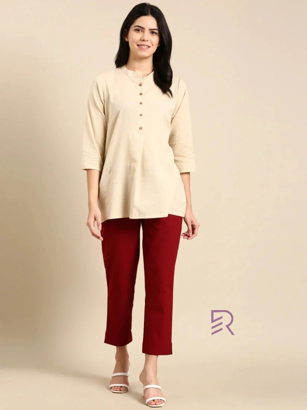 Ruthvi Ethnics Linen Cotton Kurti Pants KP23225312 - XL, Maroon