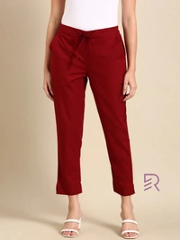 Ruthvi Ethnics Linen Cotton Kurti Pants KP23225312 - XL, Maroon