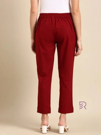Ruthvi Ethnics Linen Cotton Kurti Pants KP23225312 - XL, Maroon