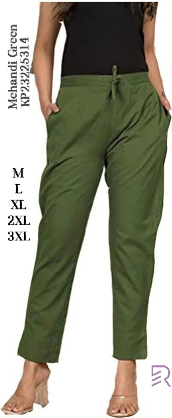 Ruthvi Ethnics Linen Cotton Kurti Pants KP23225314 - 3XL, Mehandi Green
