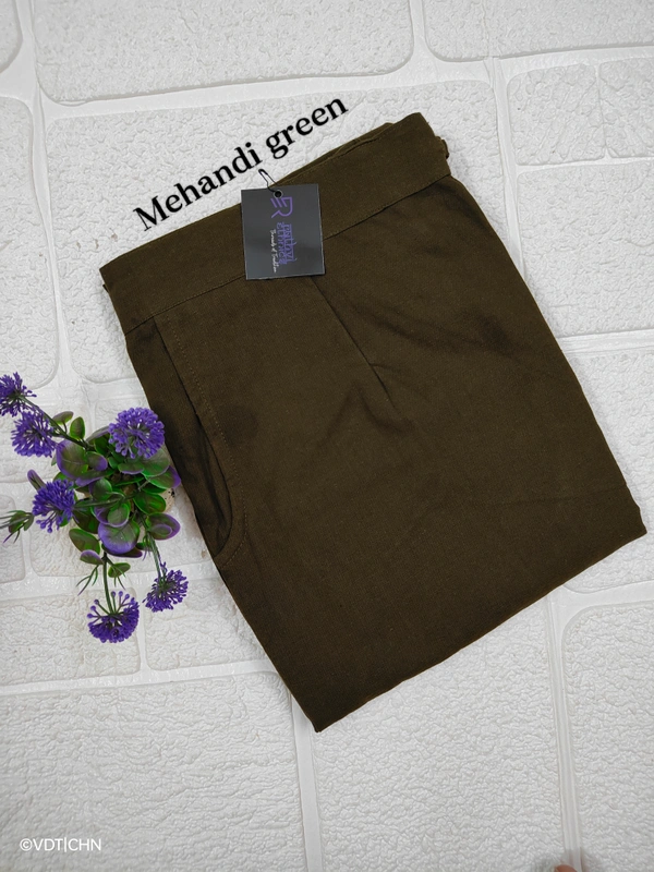 Ruthvi Ethnics Linen Cotton Kurti Pants KP23225314 - 3XL, Mehandi Green