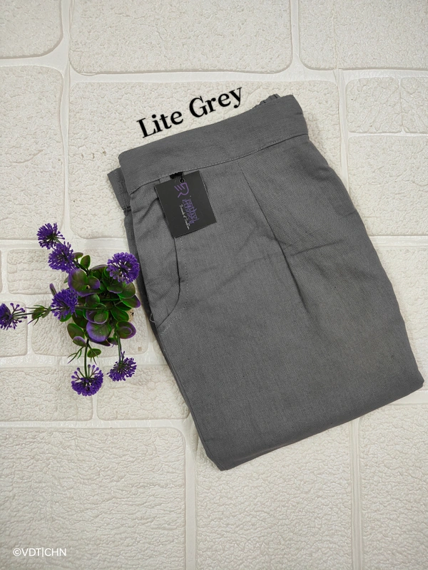 Ruthvi Ethnics Linen Cotton Kurti Pants KP23225315 - 3XL, Light Grey