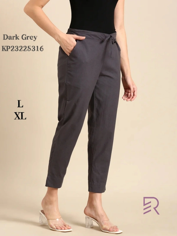 Ruthvi Ethnics Linen Cotton Kurti Pants KP23225316 - 5XL, Dark Grey