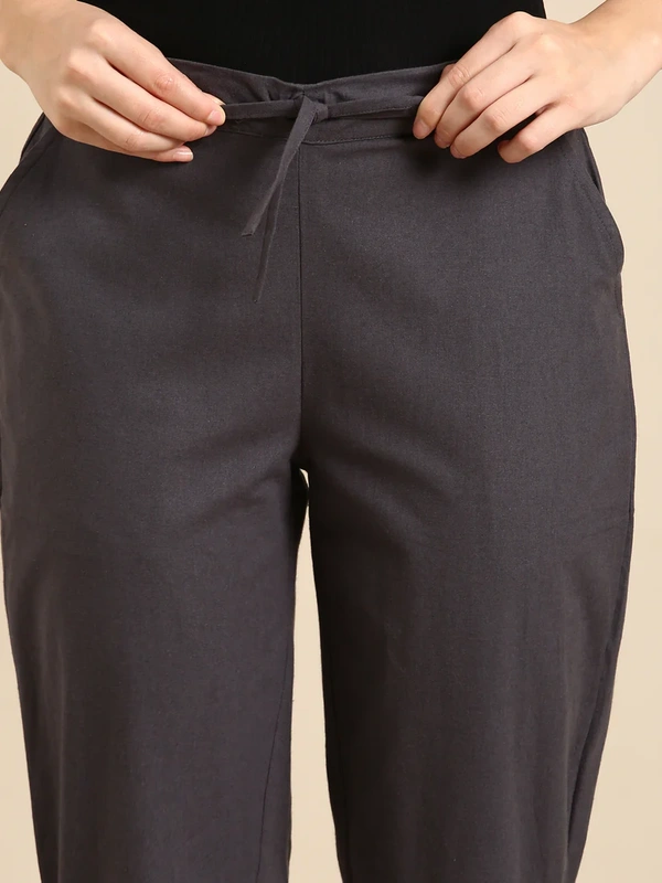 Ruthvi Ethnics Linen Cotton Kurti Pants KP23225316 - XL, Dark Grey