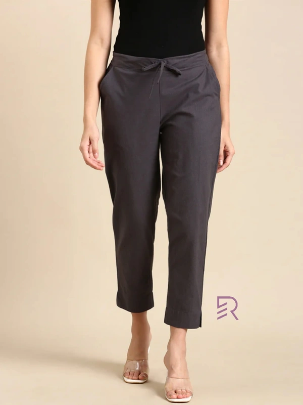 Ruthvi Ethnics Linen Cotton Kurti Pants KP23225316 - XL, Dark Grey