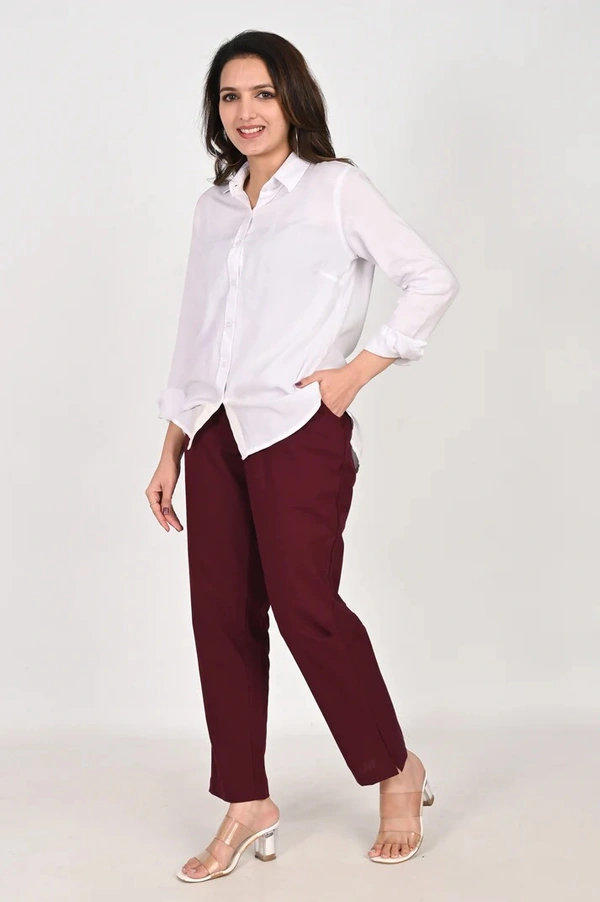 Ruthvi Ethnics Linen Cotton Kurti Pants KP23225319 - 3XL, Wine