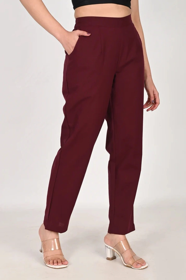 Ruthvi Ethnics Linen Cotton Kurti Pants KP23225319 - 3XL, Wine
