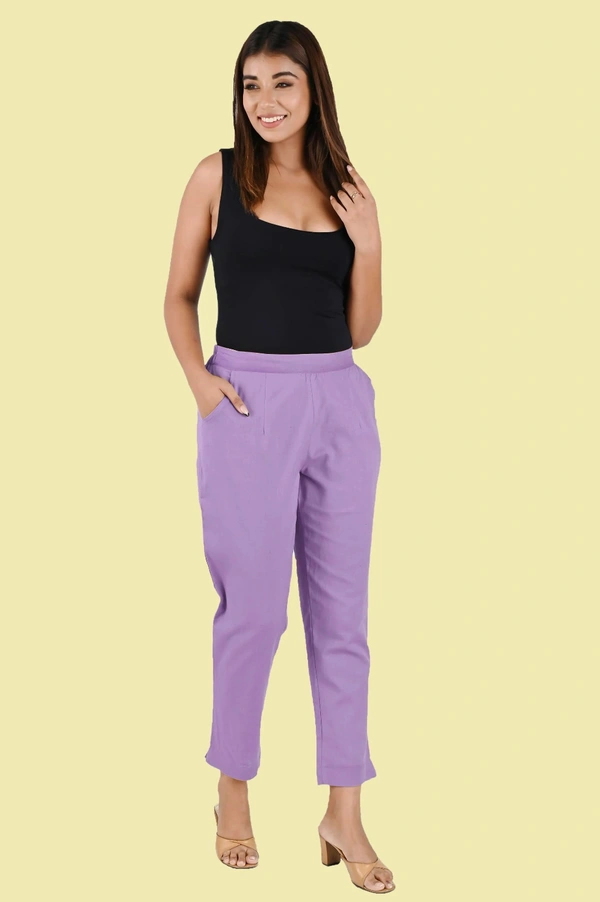 Ruthvi Ethnics Linen Cotton Kurti Pants KP23225320 - M, Lavender