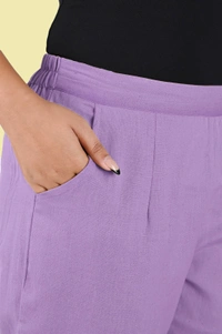 Ruthvi Ethnics Linen Cotton Kurti Pants KP23225320 - M, Lavender