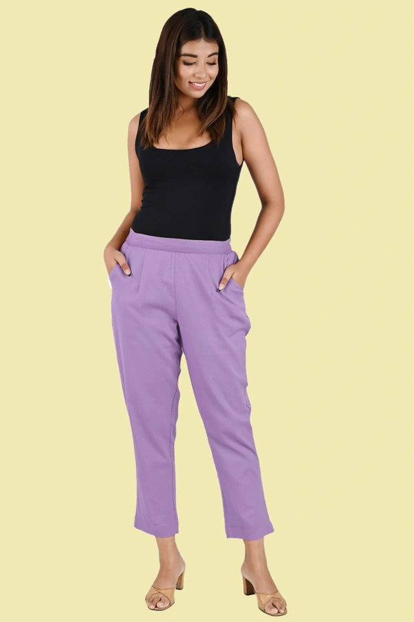 Ruthvi Ethnics Linen Cotton Kurti Pants KP23225320 - M, Lavender