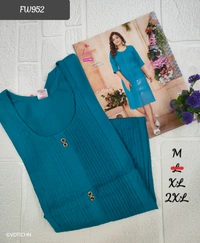 Hanshita Linen Zari Kurti FW952 - Peacock Blue, M