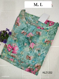 Hanshita Linen Zari Kurti HLZ1252 - Green, M