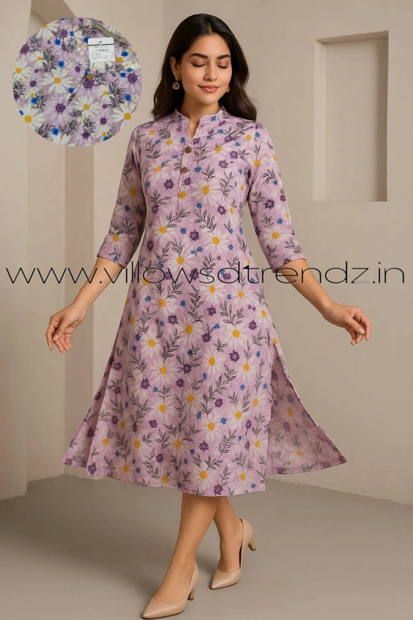 Hanshita Linen Zari Kurti HLZ1254 - Lavender, S
