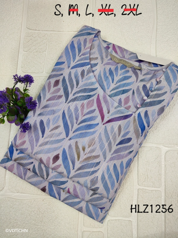 Hanshita Linen Zari Kurti HLZ1256 - Blue, S