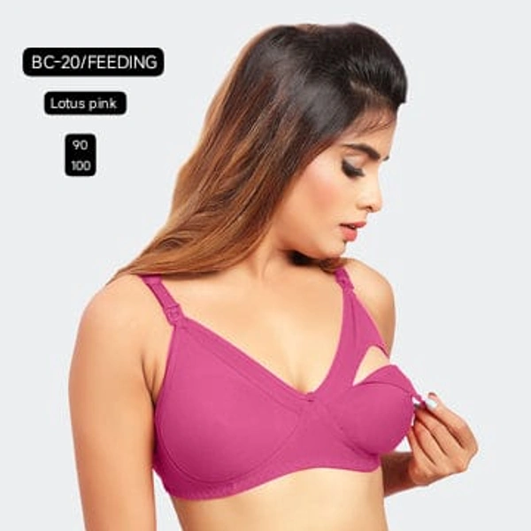 Prithvi Lotus Pink soft and comfort fabric Back Closure - hook and eye, Non padded, BC-20/FEEDING - 90, Lotus pink