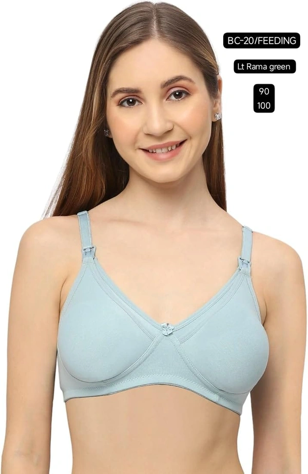 Prithvi Lt rama green soft and comfort fabric Back Closure - hook and eye, Non padded, BC-20/FEEDING - 90, Lt rama green