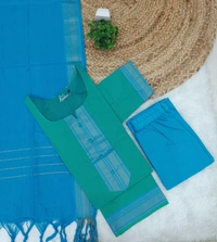 Minmini Mangalgiri Chettinad Kurti Sets| Kurti with Lining| Green | VS75007 | - XL, Green