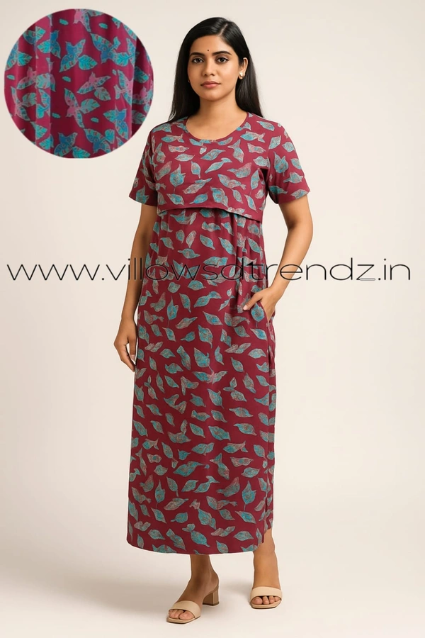 Smurf Finds Maternity Feeding Lounge Wear MFG31005 - Wine, XL