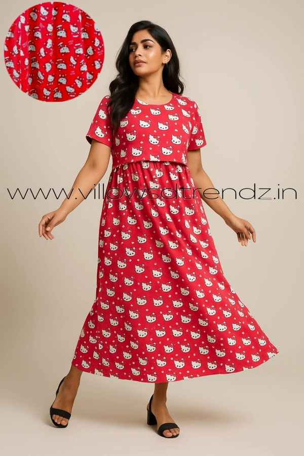 Smurf Finds Maternity Feeding Lounge Wear MFG31009 - Red, L