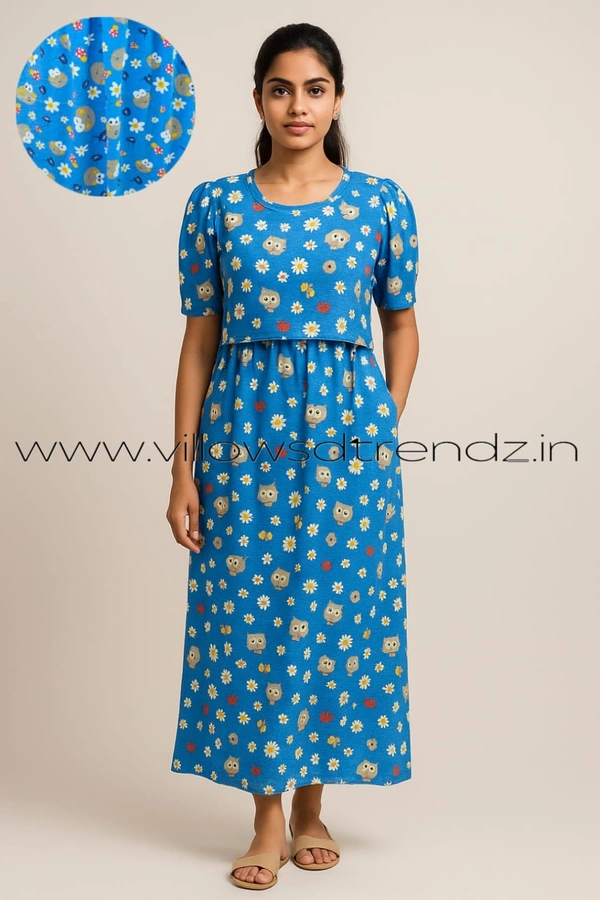 VDT Maternity Feeding Lounge Wear MGF49007 - Sky Blue, XL