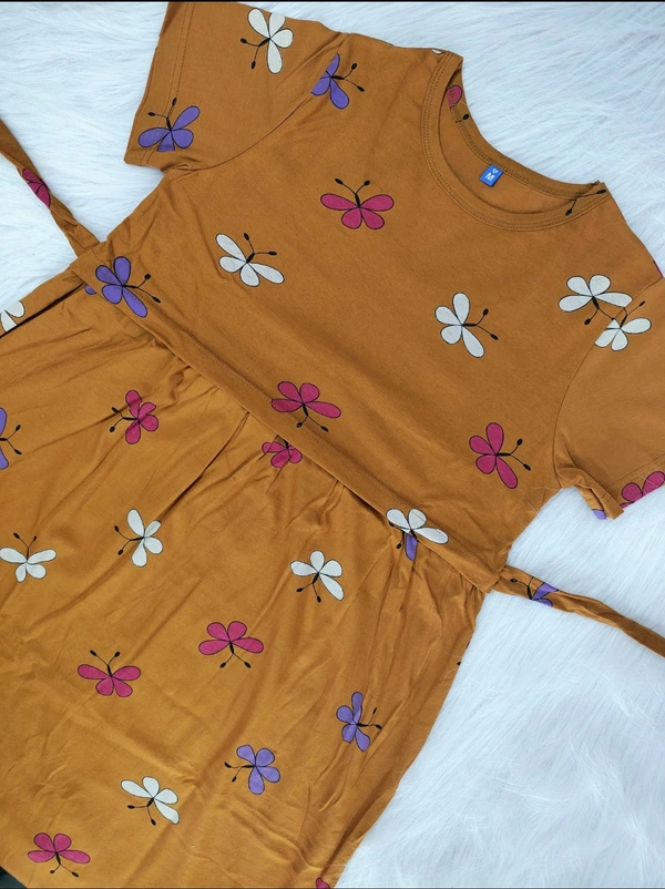 Smurf Finds Maternity Feeding Lounge Wear | Pullup Gown| Zipless| Full Length| 52 inches height|Brown | MGF310055 - Brown, XL