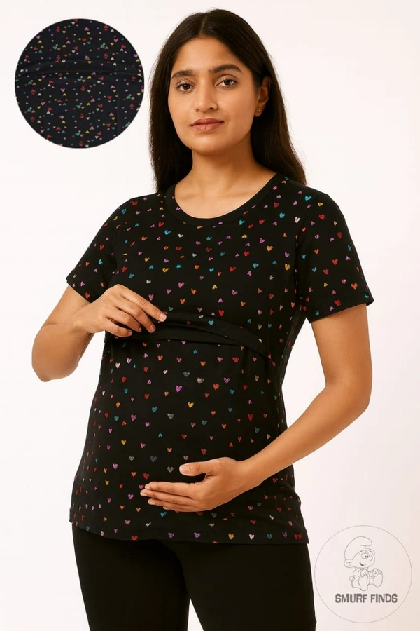 Smurf Finds Maternity Feeding T-Shirt | Pullup T-Shirt| Zipless| Black | FT180011 - Black, L