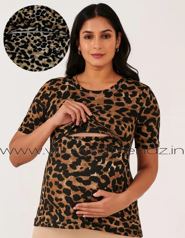 Smurf Finds Maternity Feeding T-Shirt | Pullup T-Shirt| Zipless| Brown | FT18004 - Brown, M