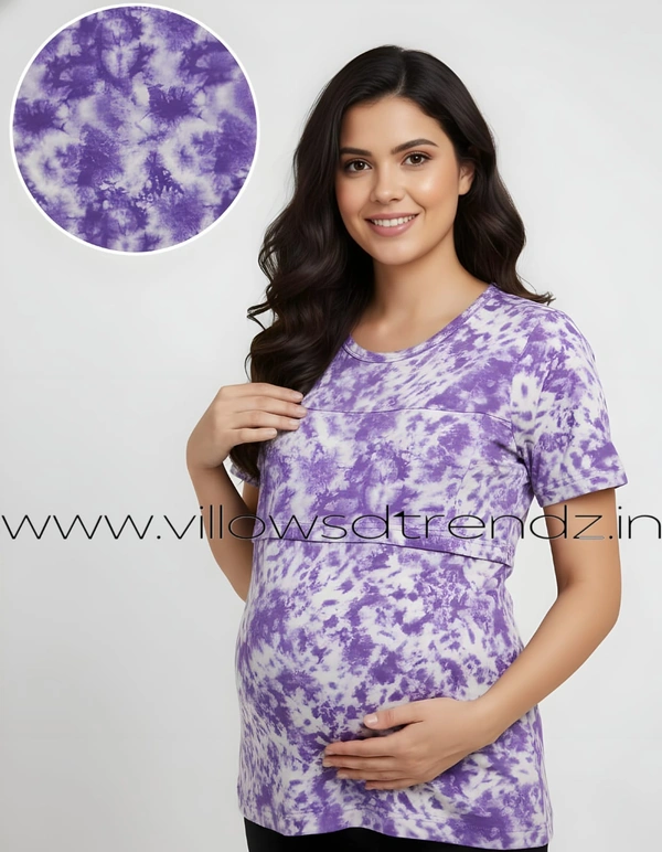 Smurf Finds Maternity Feeding T-Shirt | Pullup T-Shirt| Zipless| Lavender | FT180013 - M, Lavender, 1
