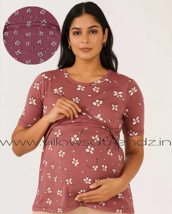 Smurf Finds Maternity Feeding T-Shirt | Pullup T-Shirt| Zipless| Onion Pink | FT18001 - Onion Pink, XXL