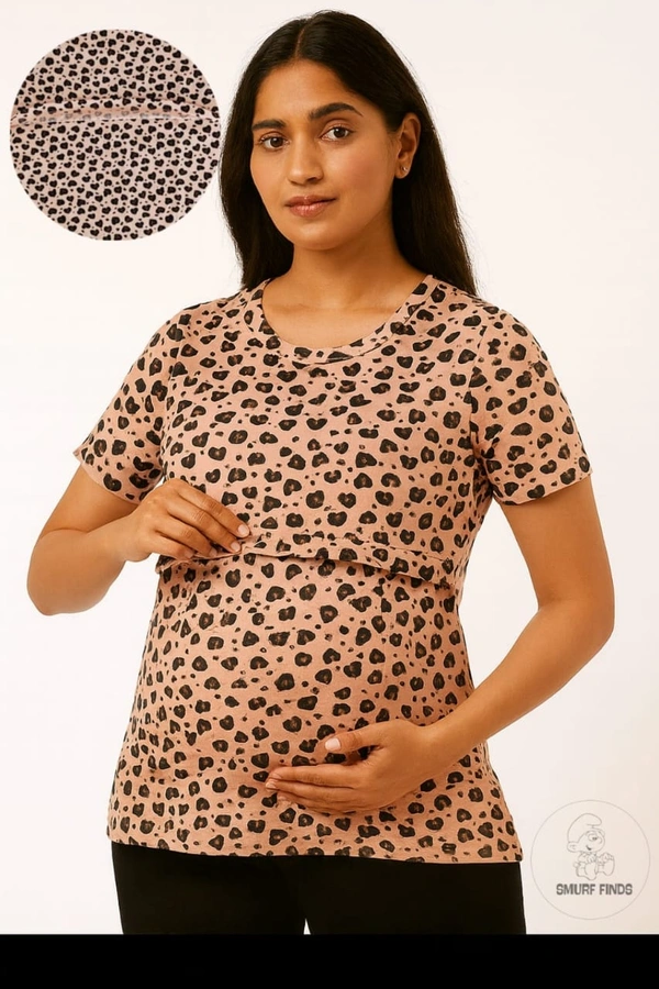 Smurf Finds Maternity Feeding T-Shirt | Pullup T-Shirt| Zipless| Peach | FT180012 - Peach, M