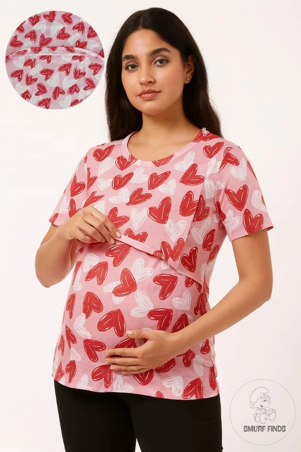 Smurf Finds Maternity Feeding T-Shirt | Pullup T-Shirt| Zipless| Pink | FT18009 - Pink, 2XL