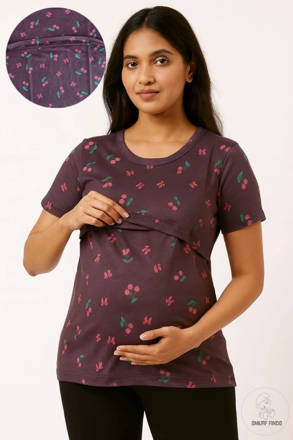 Smurf Finds Maternity Feeding T-Shirt | Pullup T-Shirt| Zipless| Plum | FT180010 - Plum, 2XL