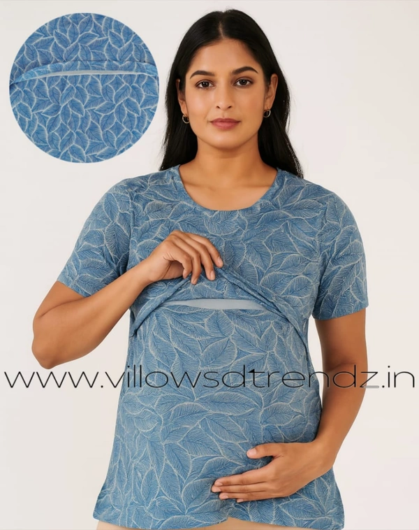 Smurf Finds Maternity Feeding T-Shirt | Pullup T-Shirt| Zipless| Sky Blue | FT18003 - Sky Blue, XXL