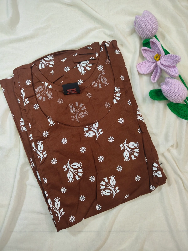 Ruthvi Ethnics Maternity Maxi|Feeding Maxi| Frock Nighty| Night Gown| Nighty| Invisible Zip on Both Sides| Back side adjustable Knot| Puff Sleeve| Brown | FG400030 - Brown, Bust: 44.5|Ht: 46.5(2XL)