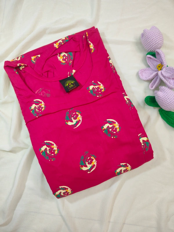 Ruthvi Ethnics Maternity Maxi|Feeding Maxi| Frock Nighty| Night Gown| Nighty| Invisible Zip on Both Sides| Back side adjustable Knot| Puff Sleeve| Dark Pink | FG400026 - Dark Pink, Bust: 40.5|Ht: 45.5(L)