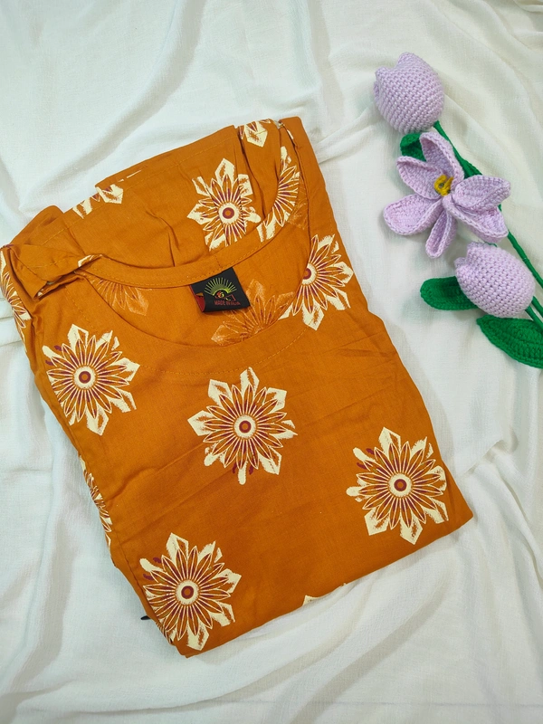 Ruthvi Ethnics Maternity Maxi|Feeding Maxi| Frock Nighty| Night Gown| Nighty| Invisible Zip on Both Sides| Back side adjustable Knot| Puff Sleeve| Mustered Yellow | FG400035 - Mustered Yellow, Bust: 44|Ht: 46{2XL)