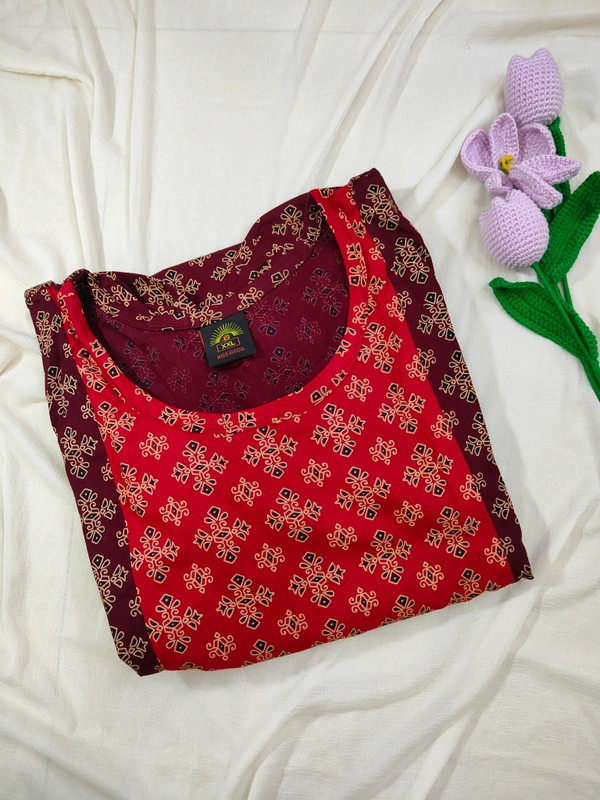 Ruthvi Ethnics Maternity Maxi|Feeding Maxi| Frock Nighty| Night Gown| Nighty| Invisible Zip on Both Sides| Back side adjustable Knot| Puff Sleeve| Brown | FG40002 - Brown, Bust: 42.5|Ht: 45.5 (XL)