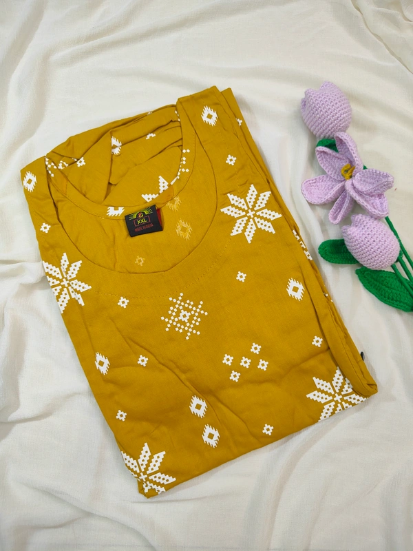 Ruthvi Ethnics Maternity Maxi|Feeding Maxi| Frock Nighty| Night Gown| Nighty| Invisible Zip on Both Sides| Back side adjustable Knot| Puff Sleeve| Fenugreek | FG400024 - Fenugreek, Bust: 46|Ht: 47 (3XL)