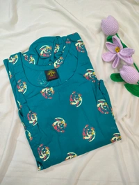 Ruthvi Ethnics Maternity Maxi|Feeding Maxi| Frock Nighty| Night Gown| Nighty| Invisible Zip on Both Sides| Back side adjustable Knot| Puff Sleeve| Rama green | FG400027 - Rama green, Bust: 41.5|Ht: 46.5{XL)